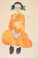 Mädchen im ockergelben Kleid